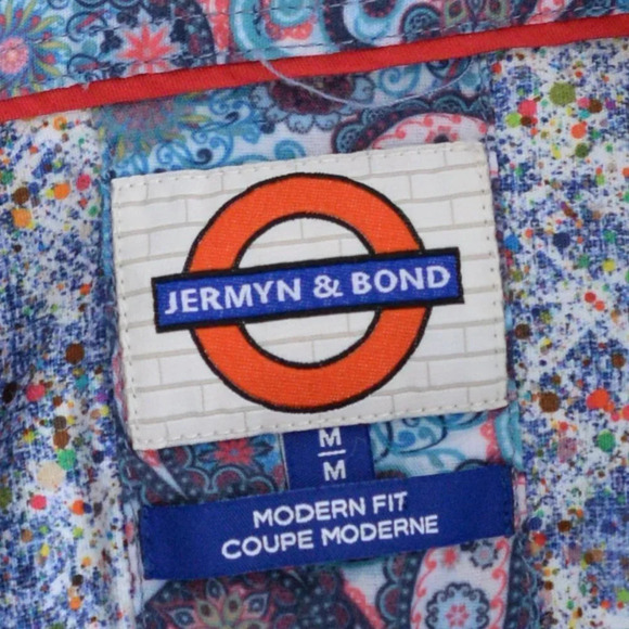 Jermyn and Bond "Modern Fit" Paint Splash  Button Up Long Sleeve Shirt - Picture 4 of 11